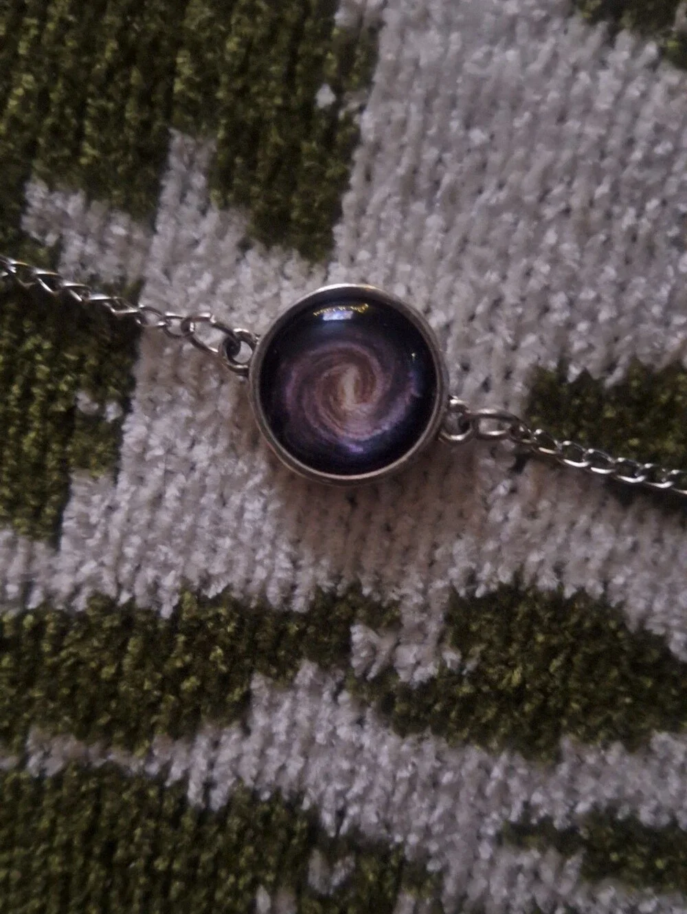 Silver-Tone Galaxy Swirl Bracelet in Purple